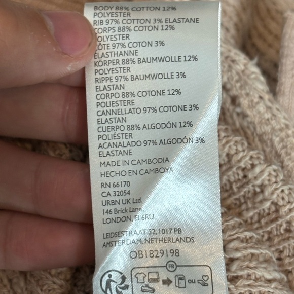 FREE PEOPLE Tommy Turtleneck Sweater Womens Peach Long Sleeve Nubby Knit large - Picture 11 of 16